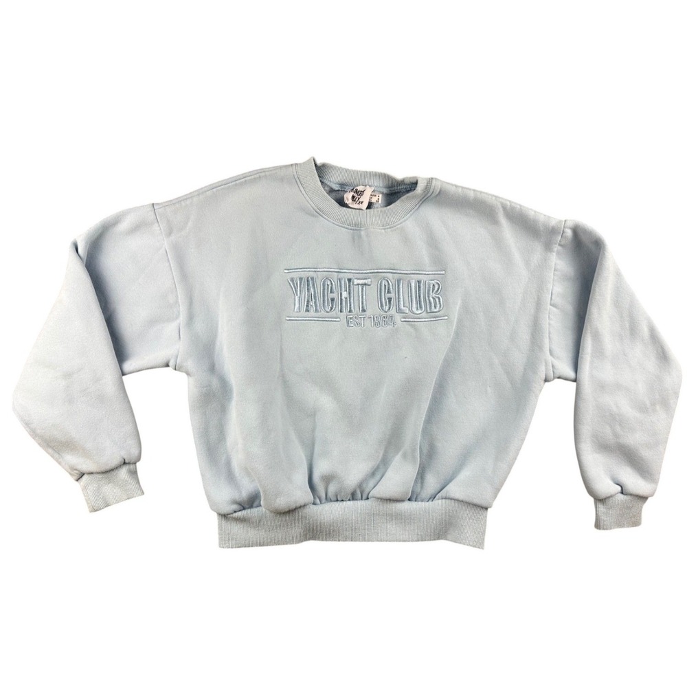 Princess Polly Sweatshirt Women 0 Light Blue Yacht Club Graphic Cotton Crewneck